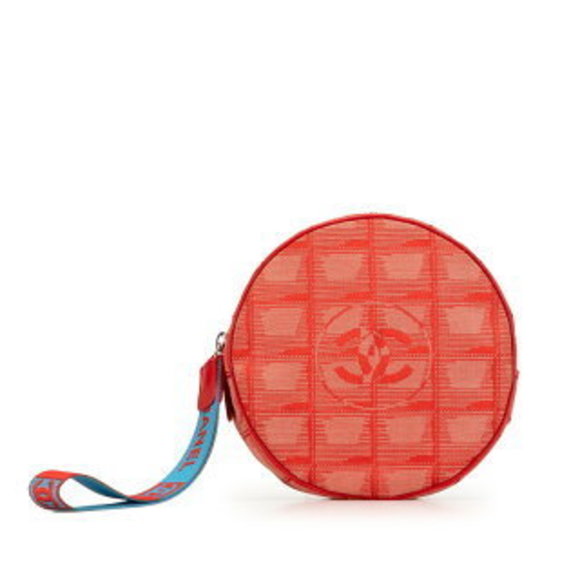 CHANEL Travel Line Coco Mark Pouch Red Canvas - Picture 2 of 8